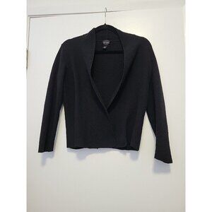 Eileen Fisher Cardigan 100% Wool Open Front Black Petite Medium